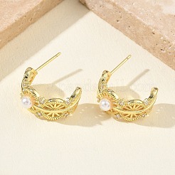 Brass Stud Earrings for Women&nbsp;EJEW-A168-13G