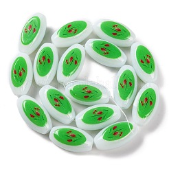 Printing Glass Oval Beads for Necklaces Bracelets Making&nbsp;GLAA-B020-01A-15