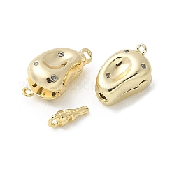Rack Plating Brass Micro Pave Clear Cubic Zirconia Box Clasps&nbsp;KK-U052-18G