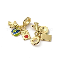 Brass Micro Pave Clear Cubic Zirconia European Dangle Charms&nbsp;KK-F903-11G