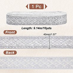 Polyester Rhombus Embroidery Lace Trim&nbsp;OCOR-WH0090-83B