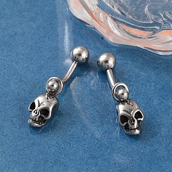Skull 316 Surgical Stainless Steel Dangle Belly Button Rings&nbsp;EJEW-G416-05AS