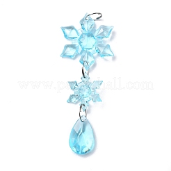 5Pcs Acrylic Transparent Icicle Snowflake Pendant Decorations&nbsp;HJEW-D003-01A