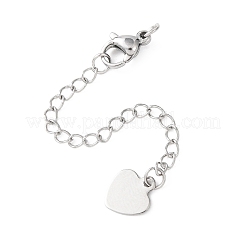 304 Stainless Steel Chain Extender with Heart Charms&nbsp;STAS-G383-03P