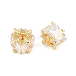 Brass Pave Clear Cubic Zirconia Beads&nbsp;CU-CBAF71E-01G