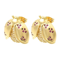 Brass Micro Pave Cubic Zirconia Stud Earrings&nbsp;EJEW-D355-02G-01