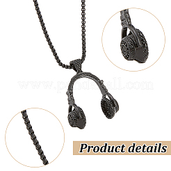 3Pcs 3 Colors Alloy Music Headset Pendant Necklaces Set for Women&nbsp;NJEW-AN0001-28