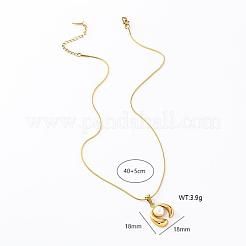 3Pcs Minimalist Stainless Steel Pave Imitation Pearl Circle Pendant Necklaces for Women&nbsp;PH8525