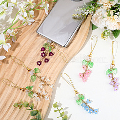 6Pcs 6 Colors Acrylic & Glass Mobile Straps&nbsp;HJEW-SC0002-91