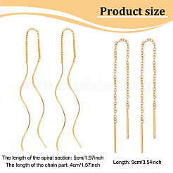 4 Pairs 4 Style Stainless Steel Chain Tassel Ear Threads&nbsp;EJEW-AN0002-91