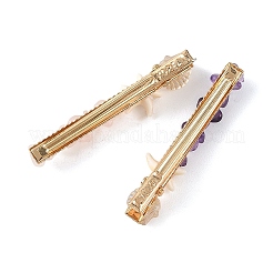 5Pcs 5 Styles Synthetic Turquoise & Natural Rose Quartz & Flower Amazonite & Lapis Lazuli & Amethyst & Topaz Jade Chip Alligator Hair Clips&nbsp;PHAR-TA000010