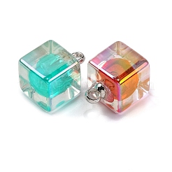 AB Color Resin Cube Pendants&nbsp;RESI-U002-04