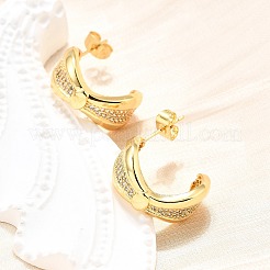 Brass Micro Pave Clear Cubic Zirconia Stud Earrings for Women&nbsp;EJEW-U056-05A-G