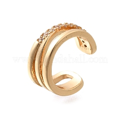 Brass Clear Cubic Zirconia Cuff Earrings&nbsp;EJEW-Q025-04G