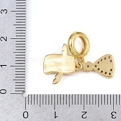 Brass Micro Pave Clear Cubic Zirconia 100 Dollars European Dangle Charms&nbsp;KK-I352-17G