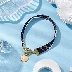 Ethnic Style Polyester Leaf Printed Ribbon Bracelets&nbsp;BJEW-JB10495-02