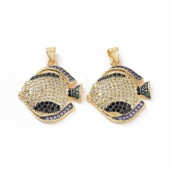 Brass Micro Pave Clear Cubic Zirconia Pendants&nbsp;ZIRC-F135-04G-03