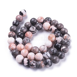 Natural Pink Zebra Jasper Beads Strands&nbsp;G-K410-04-8mm