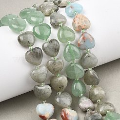 Gradient Color Synthetic Shoushan Stone & Natural Peace Jade & Green Aventurine & Labradorite Beads Strands&nbsp;G-B185-A05