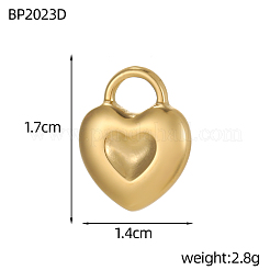 Heart Charms 304 Stainless Steel Pendants&nbsp;STAS-OY004-37G