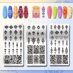 3Pcs Stainless Steel DIY Nail Art Templates&nbsp;AJEW-PH0006-50