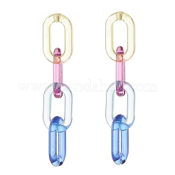 2Pair 2 Color Candy Color Acrylic Cable Chain Tassel Dangle Stud Earrings for Women&nbsp;EJEW-JE04769