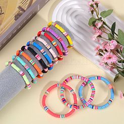 12Pcs 12 Color Polymer Clay Heishi Surfer Stretch Bracelets Set&nbsp;BJEW-SW00123