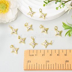 10Pcs Rack Plating Brass Micro Pave Cubic Zirconia Star Charms&nbsp;KK-SZ0007-20