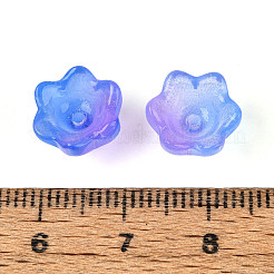 Transparent Two Tone Spray Painted Glass Bead Caps&nbsp;A-GLAA-Q089-002B-003
