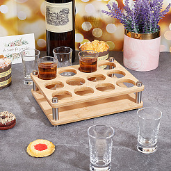 12-Hole Detachable Bamboo Shot Glasses Holders&nbsp;ODIS-WH0002-94