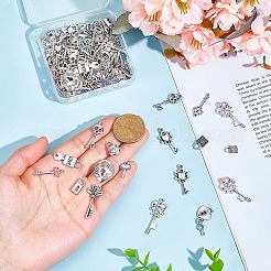 120Pcs 20 Styles Tibetan Style Alloy Key Pendants&nbsp;FIND-ME0002-08