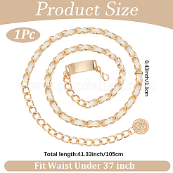 1Pc Alloy Twisted Chain & White PU Leather Chain Belts for Women&nbsp;AJEW-CL0004-97G