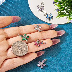 6Pcs 6 Colors Brass Micro Pave Cubic Zirconia Pendants&nbsp;KK-TA0002-10P