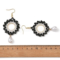 Brass Glass Beads Dangle Earrings&nbsp;EJEW-MZ00764-02