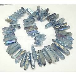 Electroplate Natural Nuggets Quartz Crystal Beads Strands&nbsp;G-O065-03C