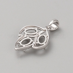 Rhodium Plated 925 Sterling Silver Pendant Cabochon Settings&nbsp;LS-STER-WH0017-17P