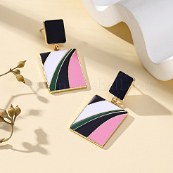 Rectangle Alloy Enamel Dangle Stud Earrings&nbsp;FS-WG25040-01