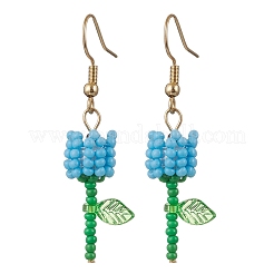 Grade A Round Glass Seed Beads Flower Dangle Earrings&nbsp;EJEW-MZ00451-05