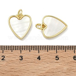Natural Shell Pendants Brass Heart Charms&nbsp;KK-D229-17G
