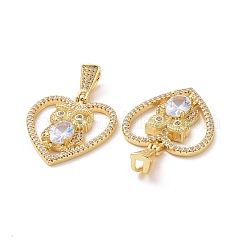 Brass Micro Pave Clear Cubic Zirconia Pendants&nbsp;ZIRC-F134-18G-03