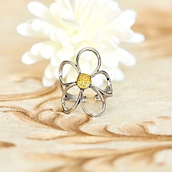 Hollow Flower Alloy Open Cuff Ring&nbsp;FS-WGDF3EE-01