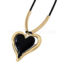 Heart Alloy Black Enamel Pendant Necklaces for Women&nbsp;FS-WGA6DE4-01
