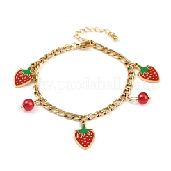 304 Stainless Steel Enamel Charm Bracelets for Women&nbsp;BJEW-G747-01G