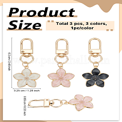 3Pcs 3 Colors Flower Alloy Enamel Pendant Decorations&nbsp;KEYC-LP0001-33