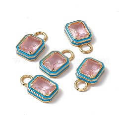 Pink Glass Rectangle Pendants&nbsp;KK-I696-10G-02