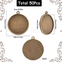 50Pcs Flat Round Alloy Pendant Cabochon Settings&nbsp;TIBEP-SC0002-90