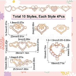 40Pcs 10 Styles Alloy Crystal Rhinestone Connector Charms&nbsp;ALRI-SC0001-31