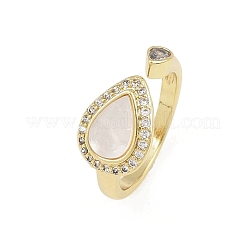 Brass Micro Pave Cubic Zirconia Open Cuff Rings for Women&nbsp;LS-RJEW-K308-03A-G