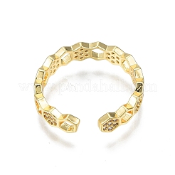 Clear Cubic Zirconia Hexagon Wrap Open Cuff Ring&nbsp;RJEW-N030-20
