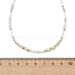 Boho Natural Cultured Freshwater Pearl & Round Seed Beaded Braided Necklaces for Women&nbsp;NJEW-JN06187-01